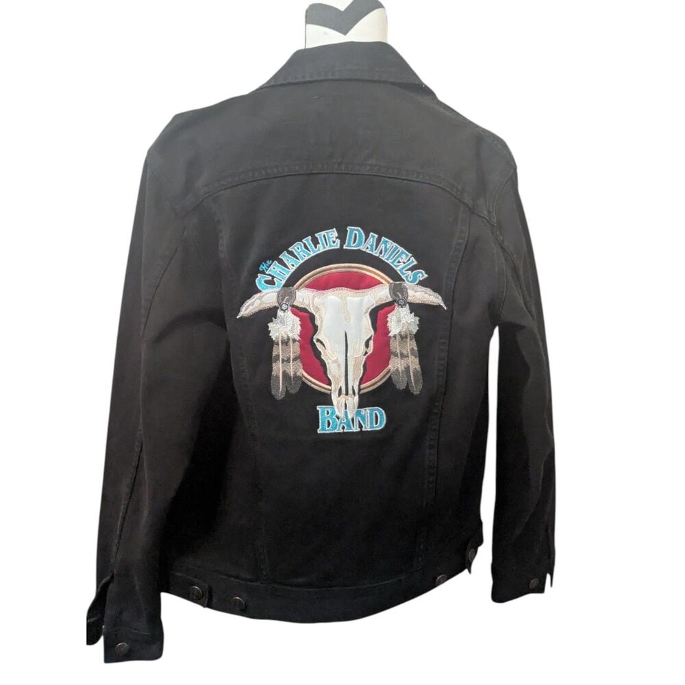 Lee Vintage Black Denim Jacket w/ Charlie Daniels Band Embroidery